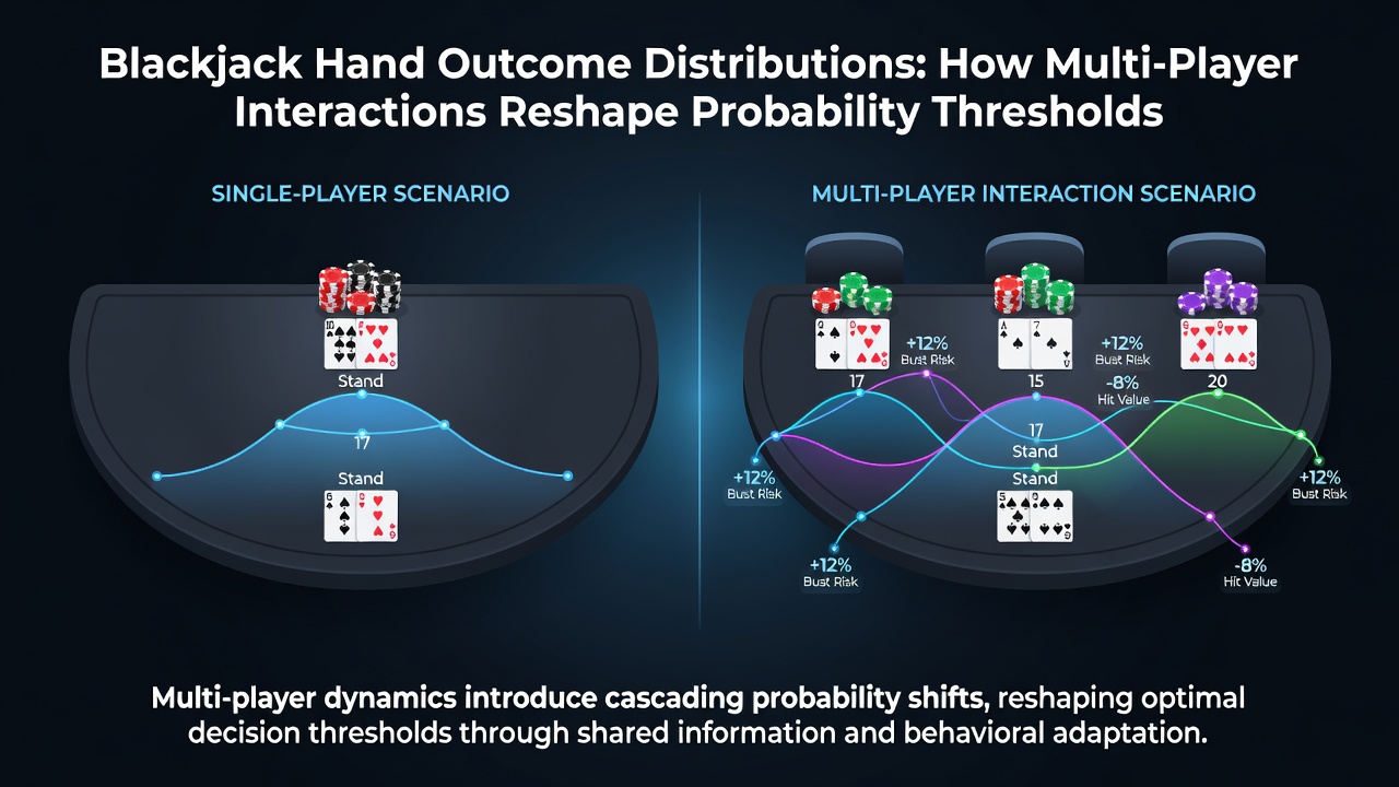 Statistische Grafik zu veränderten Wahrscheinlichkeitsschwellen durch Multi-Player-Interaktionen im Blackjack