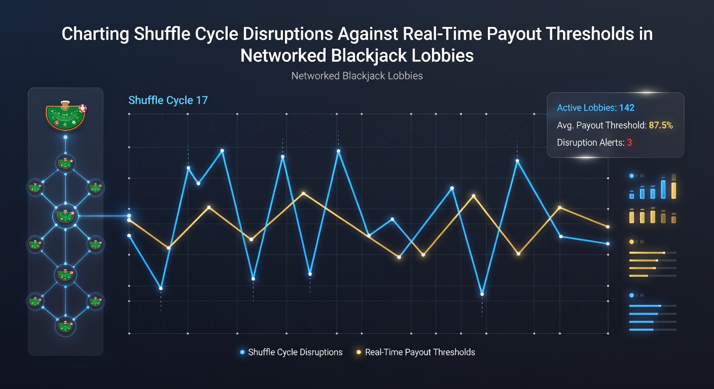 Diagramm zur Analyse von Shuffle-Zyklen in vernetzten Blackjack-Lobbies mit Echtzeit-Auszahlungsschwellen