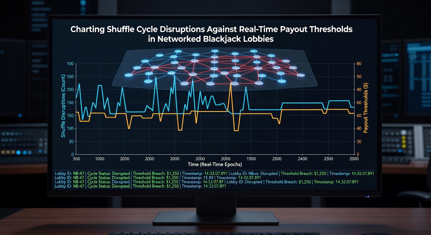 Grafik mit Echtzeit-Daten zu Auszahlungsschwellen und Shuffle-Störungen in Blackjack-Netzwerken