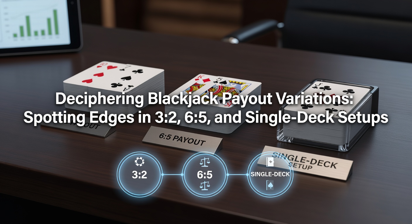 Darstellung eines Blackjack-Tisches mit Fokus auf Auszahlungstafeln für 3:2 und 6:5