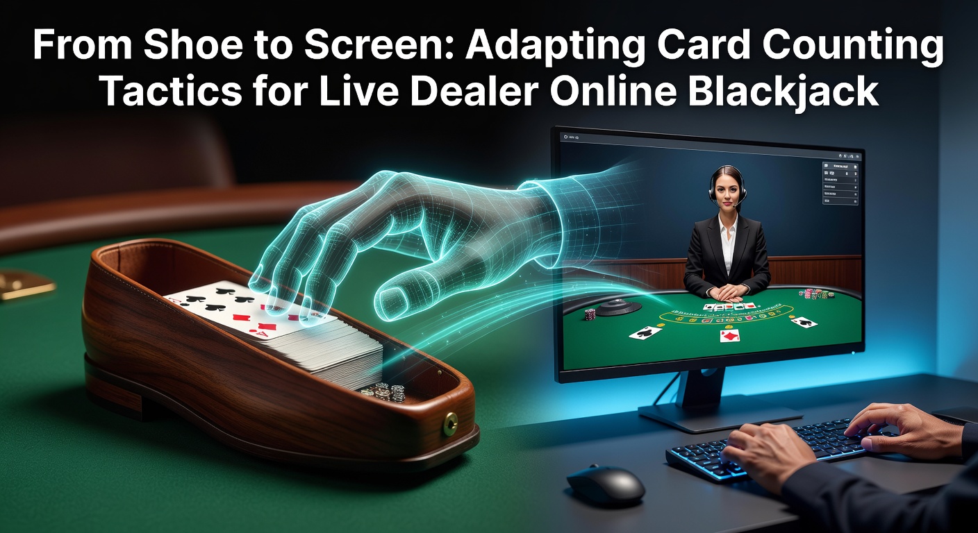 Live-Dealer-Blackjack-Tisch mit Karten-Schuhtransfer zum digitalen Bildschirm, der Kartenzähl-Anpassungen symbolisiert