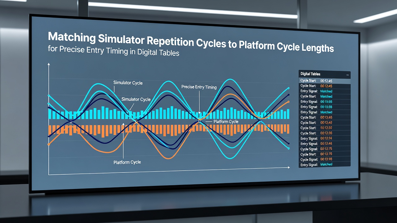 Diagramm zur Abstimmung von Simulator-Zyklen mit Plattform-Zykluslängen in digitalen Tischen