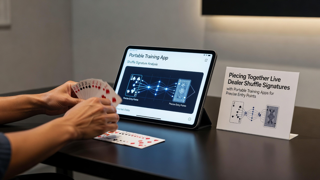 Mobile Trainings-App zeigt synchronisierte Shuffle-Muster und Einstiegspunkte für Live-Blackjack